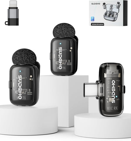 Wireless Mini Lavalier Microphones for iPhone iPad Android with Charging Case, USB C Lapel Mic with Noise Reduction & Voice Changer Mode for Video Recording Vlogging YouTube Interview and Game Chat