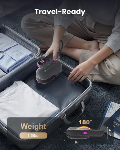 Travel Steamer Iron for Clothes, Portable Handheld Clothes Steamer with 6 Smart Modes, 12S Fast Heat-Up, 2-in-1 Steamer and Iron, 150ml Water Tank, Powerful Wrinkle Removal for Home & Travel, 120V