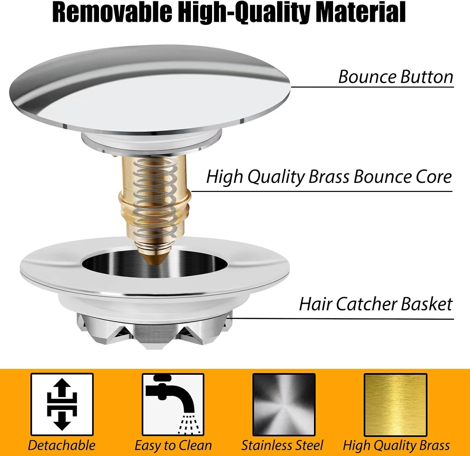 Anlige Bathtub Drain Stopper,Pop Up Tub Stopper and Cover with Hair Catcher