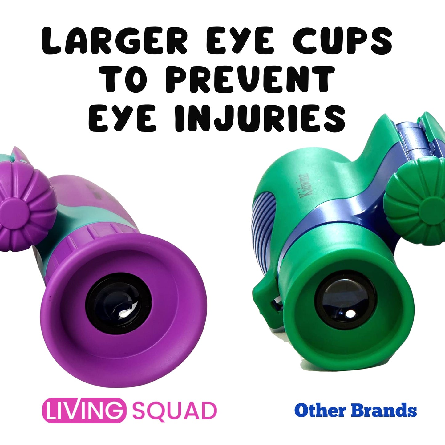 Living Squad Kids Purple Binoculars 8x21 - High-Resolution Optics, Shock-Proof, Ideal for Young Explorers (Children Ages 3-12), Break-Away Neck Strap, for Exploration and Birdwatching