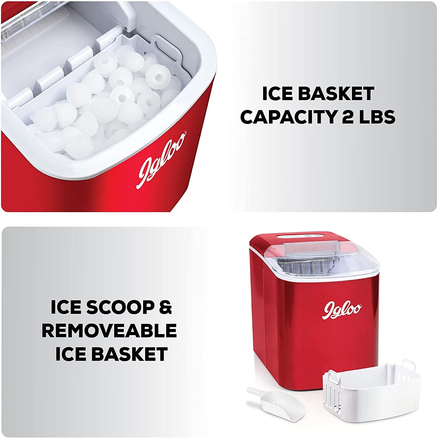 Igloo 26-lb Automatic Electric Countertop Ice Maker - 9 Cubes in 7 Mins, With Scoop and Basket