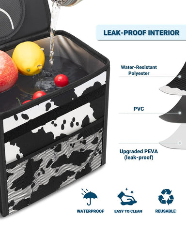 Capolo Car Trash Can with Lid, Leakproof Car Garbage Can Car Trash Bag