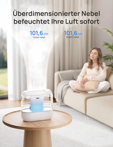 Dreo Humidifiers for Bedroom, Top Fill 4L Supersized Cool Mist Humidifier, 32H Runtime, 28 dB Quiet Ultrasonic Air Humidifier for Large Room, Plants, Baby Nursery, Indoor, Night Light, Easy to Clean