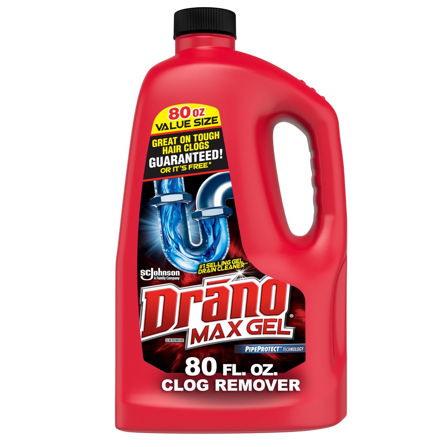 Drano Max Gel Drain Clog Remover and Cleaner for Shower or Sink Drains, Unclogs and Removes Hair, Soap Scum and Blockages, 80 Oz