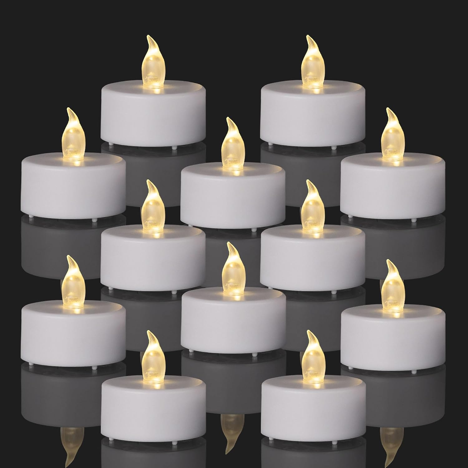 100PCS Flameless LED Tea Lights Candles, Realistic and Bright Flickering Long Lasting 200Hours Battery-Powered, Ideal Party, Wedding, Birthday,Halloween, Christmas ,Home, Table Decoration WarmWhite
