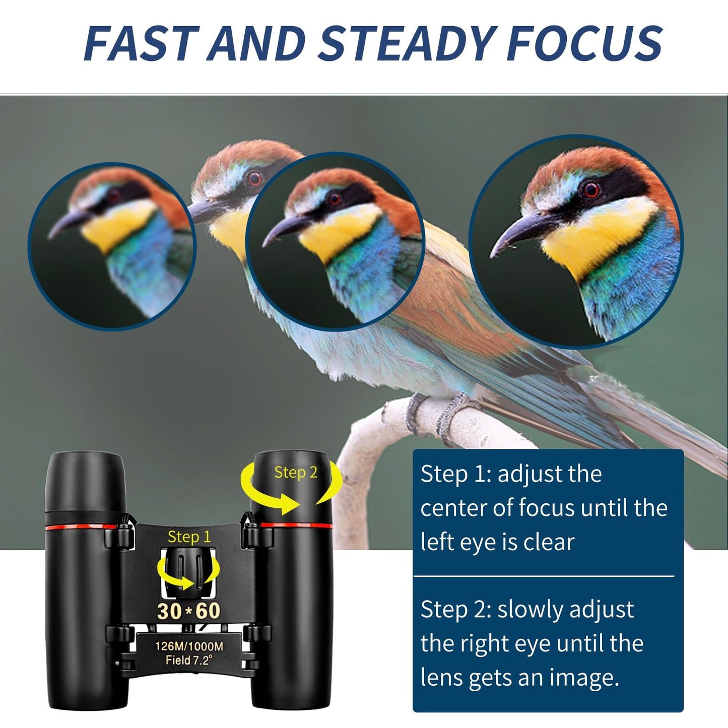 QICBIUD Compact Binoculars, HD Mini Portable Outdoor Binoculars, Pocket Lightweight Folding Binoculars for Adults and Children Bird Watching Hunting, Watching Shows, Traveling and Tourism,...