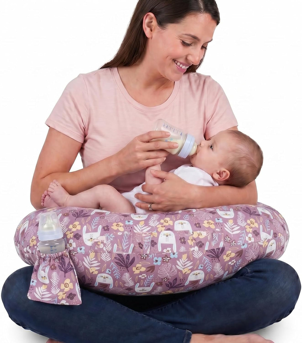 Nursing Pillow & Breastfeeding Pillow with Safety Buckle - Upgraded Design, Large Size for Tummy Time & Sitting Support, Breathable Washable Cover (0-12 Months)
