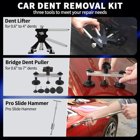 Super PDR 169PCS Dent Puller Kit Paintless Removal Set with 100W Glue Gun and Slide Hammer - for Repairing Car Dents Hail Damage and Door Dings on Auto Body Surface Washing Machine Fridge