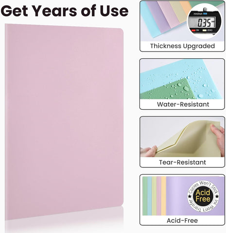 Sooez 6Pack Folders with Pockets, Pastels Colors, Heavy Duty Pocket Folder