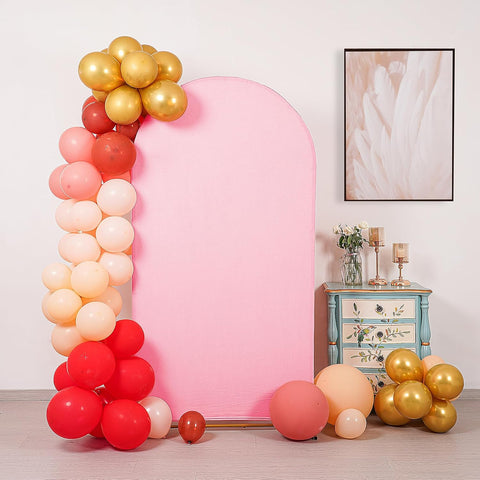 Peomeise 5FT Wedding Arch Cover，Pink Arch Backdrop Cover Stretchy Spandex Backdrop Stand Covers for Birthday Party Ceremony Banquet Decor(60" L x 31.2" W)