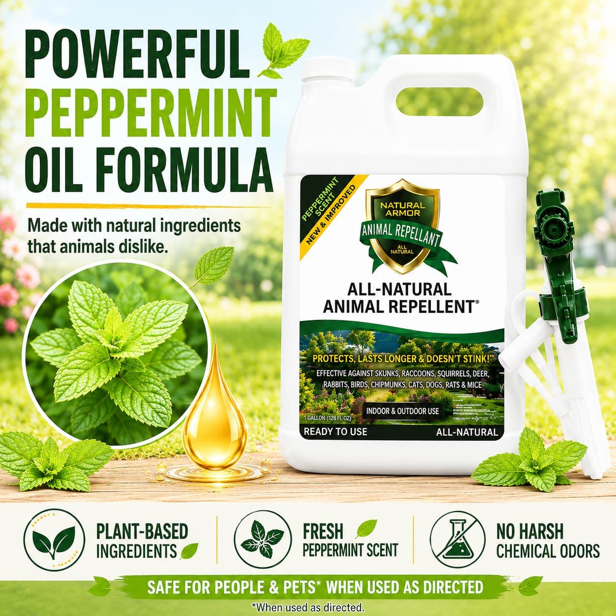 Natural Armor Animal & Rodent Repellent Spray - 128 Fl Oz Gallon Refill