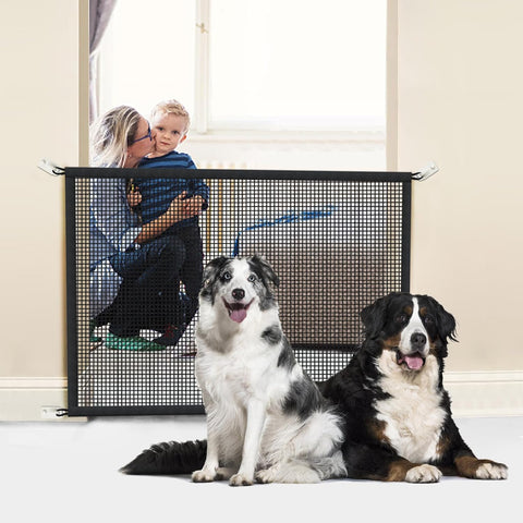 Dog Gate for Stairs Pet Gates for The House: Dog Gate Indoor Dogs Screen Mesh Gate for Doorways Stairways 29 inches Tall, 30 inch Wide, Fits Openings 24'' to 27'' Wide