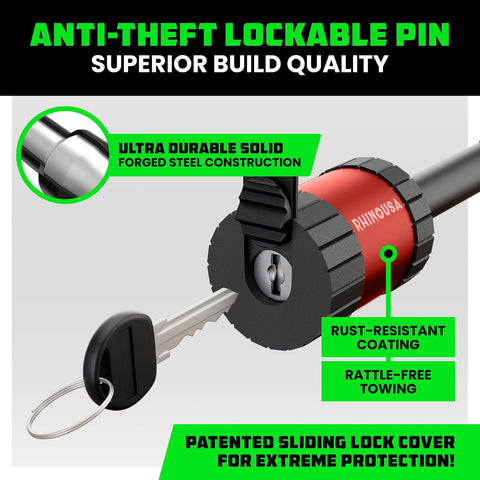 Rhino USA 2in Trailer Hitch Pin - Patented Locking Receiver Pin