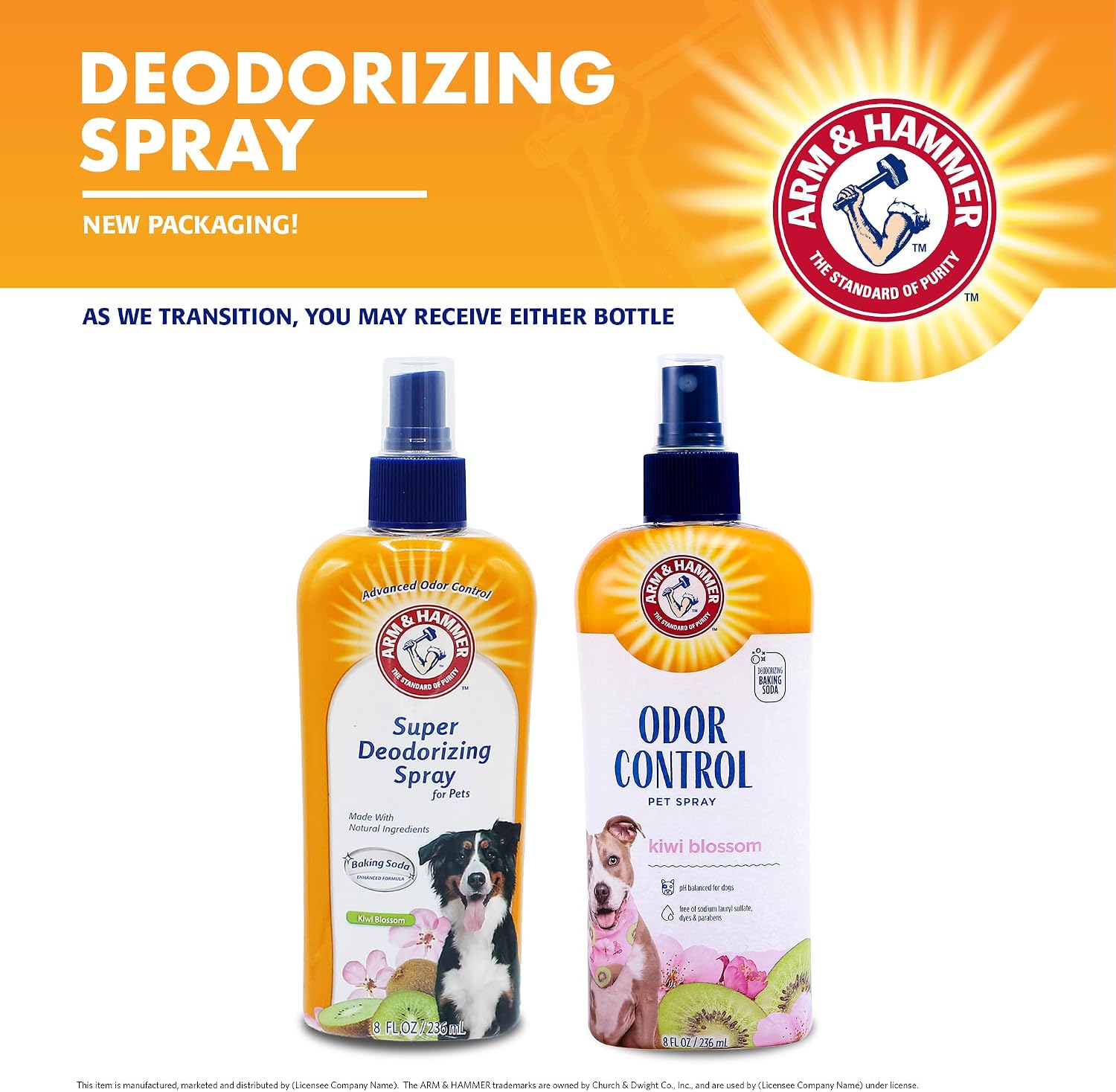Arm & Hammer Super Deodorizing Dog Spray, Kiwi Blossom, 8 Fl Oz
