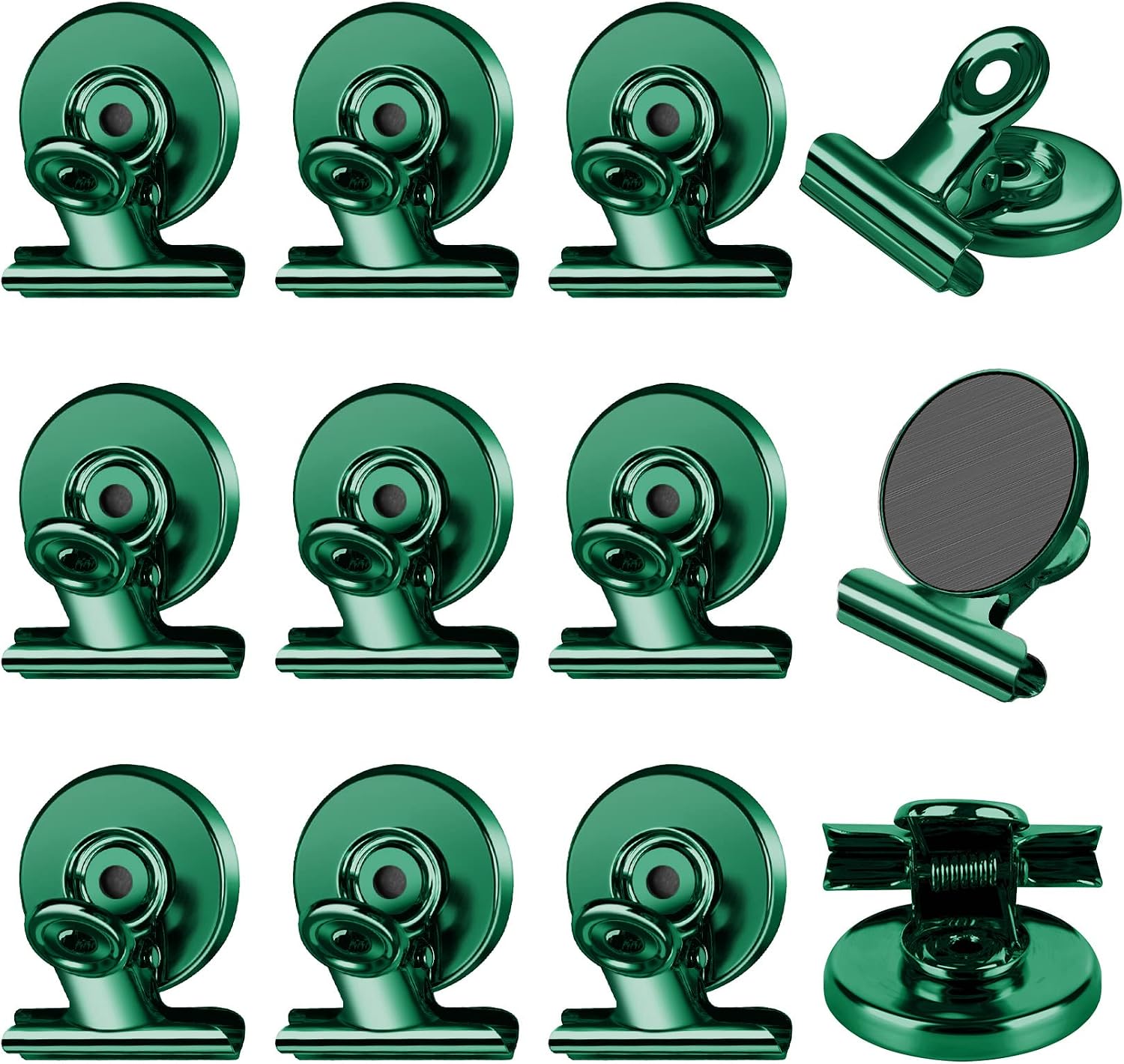 FINDMAG 12 Pack Fridge Magnets, Green Magnetic Clips for Fridge and Office