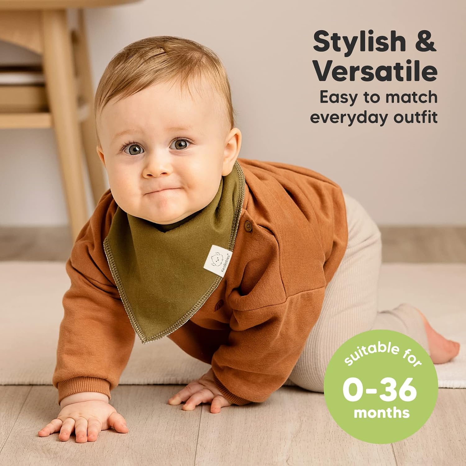 KeaBabies 8pk Organic Baby Bandana Bibs for Drooling and Teething (Basics)