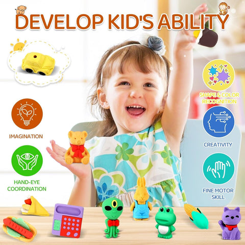 URSKYTOUS 131Pcs Animal Erasers Desk Pets for Kids Animal Pencil Erasers Bulk Puzzle Eraser Toys Gifts for Classroom Prizes,Game Reward,Treasure Box,Easter Egg Fillers,Goodie Bag Stuffer,Party Favors