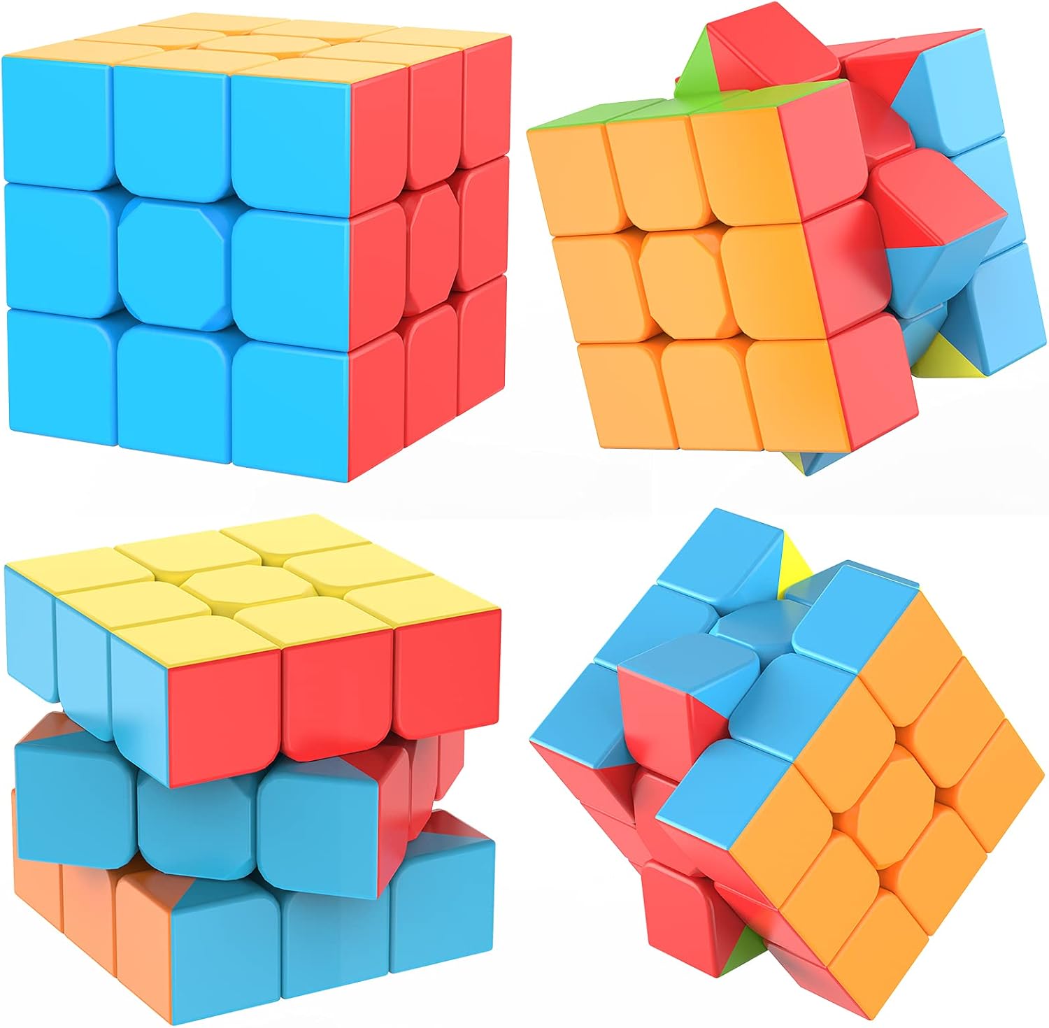 3x3 Speed Cube Stickerless with Stand & Tutorial Toy Gift for Boys 6-12