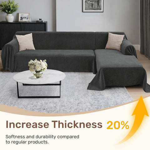 2 Pieces Sectional Couch Covers L Shaped Cover XXXL Charcoal Gray