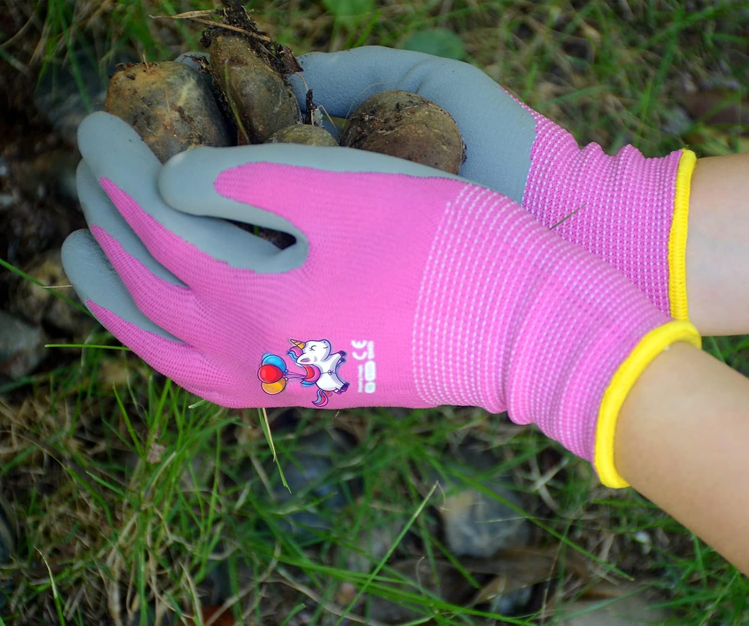 Kids Gardening Gloves, Latex Coated Toddler Yard Gloves, 2 Pairs (8-10 YRS)