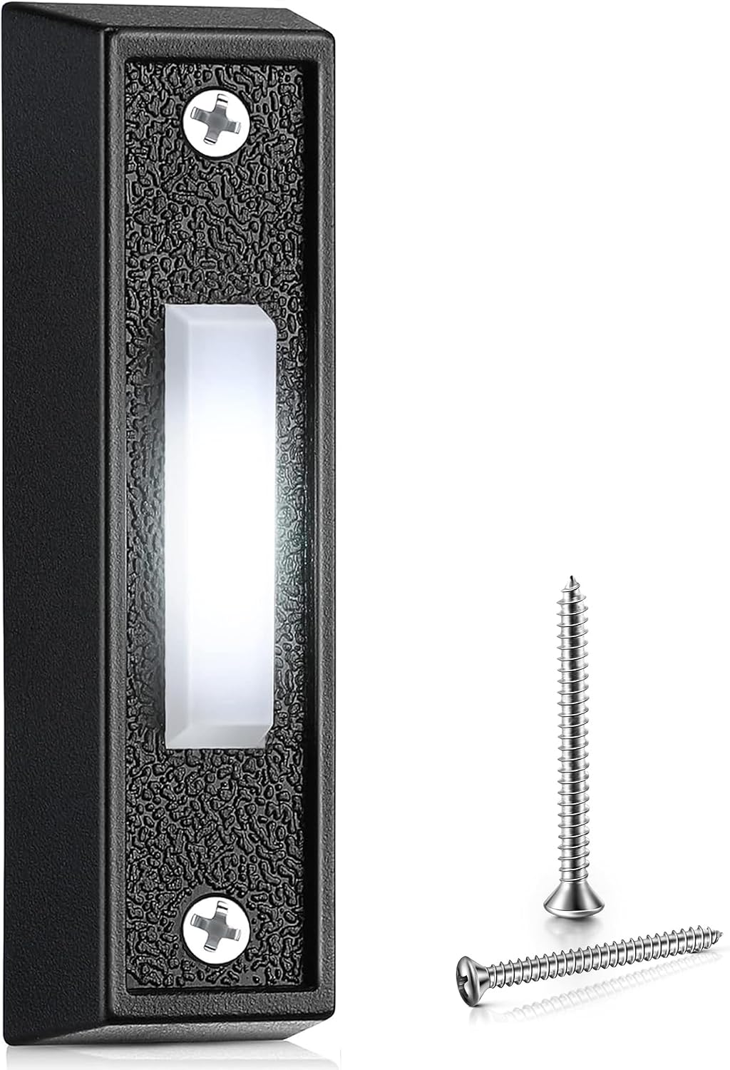 Saillong 1 Piece Lighted Doorbell Button, Black, White Light