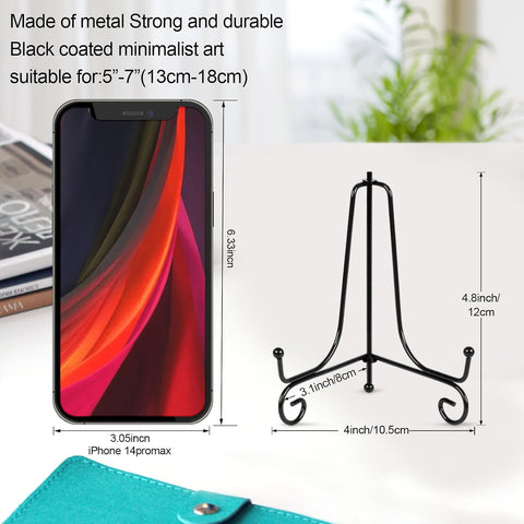 Vivinin 6 Pack Metal Plate and Picture Frame Stands - 5 Inch Display Holder for Art, Photos, Books and Platter