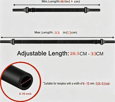 KSACLE Adjustable Glasses Strap, Upgrade 4 Pack No Tail Eyeglass Straps, Universal Fit Rope Eyewear Retainer, Sport Unisex Sunglass Retainer Holder Strap for Men, Women and Kids (Black, 8-13 inch)
