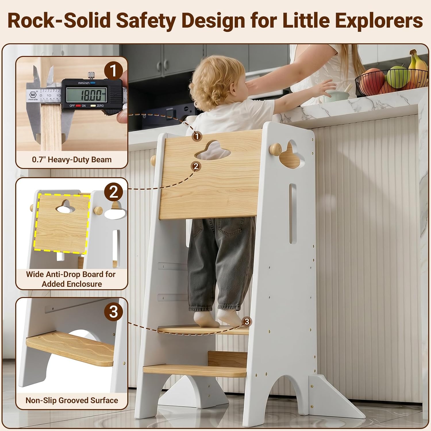 COSYLAND Toddler Tower Toddler Standing Kitchen Stool (NO Wide Back Panel)
