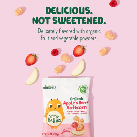 Little Bellies Organic Apple & Berry Softcorn Baby Snack 0.28 oz, 18 Pack