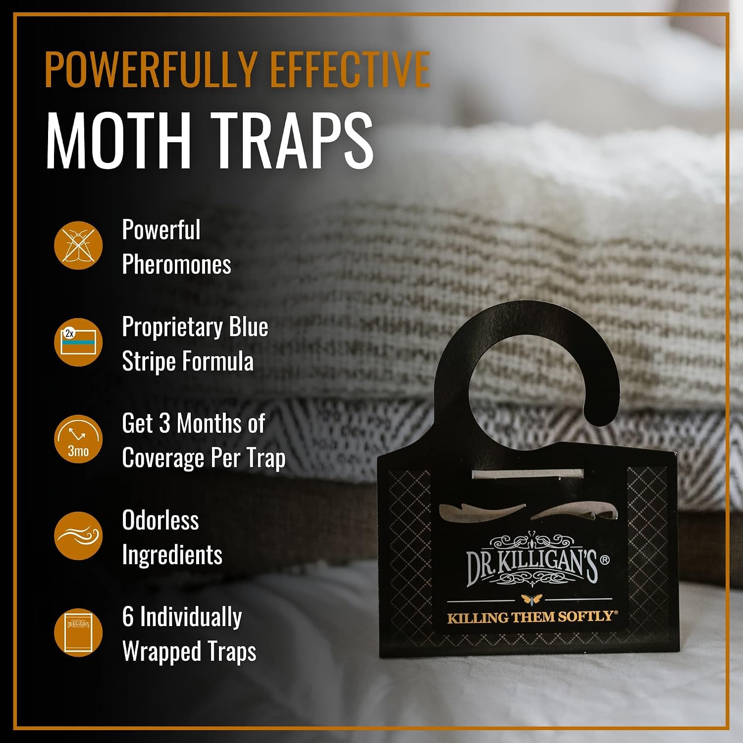 Dr. Killigan's Premium Clothing Moth Traps with Pheromones (Black, 6 Traps)