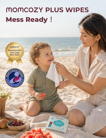 Momcozy Baby Wipes Travel Size, Extra Large 99% Water Based Wet Wipes