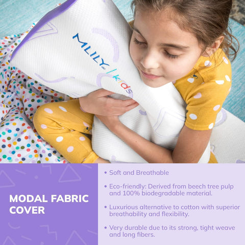 MLILY Kids Pillow for Sleeping, Adjustable Kids Memory Foam Pillow, Purple