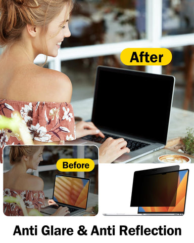 F FORITO 15.6 Inch Laptop Privacy Screen Protector, 360° Anti Peeping and Anti Glare Laptop Privacy Shield Compatible with 15.6" HP/Lenovo/Dell/Acer/ASUS/Thinkpad with 16:9 Aspect Ratio