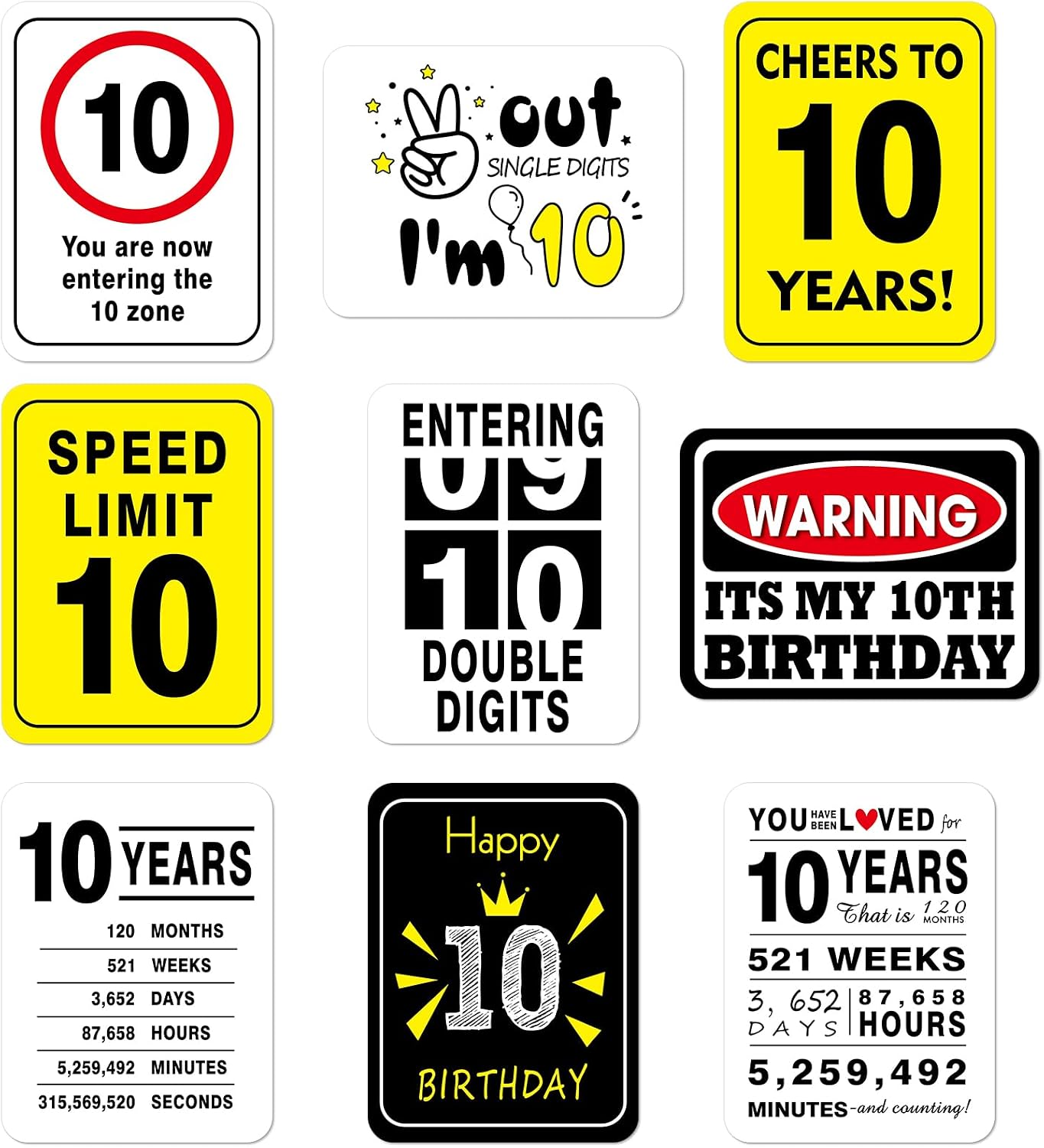 WERNNSAI 10th Birthday Party Decorations, 9PCS Wall Funny Signs, Teenagers