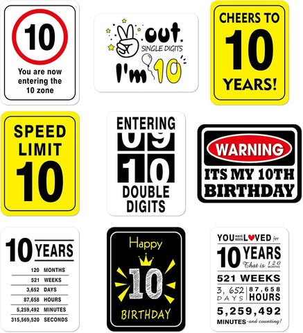 WERNNSAI 10th Birthday Party Decorations, 9PCS Wall Funny Signs, Teenagers