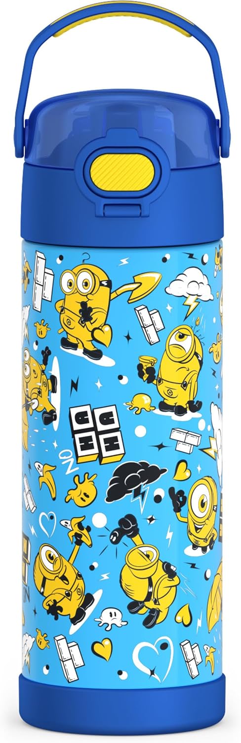 THERMOS FUNTAINER Water Bottle with Spout, 16oz, Minions