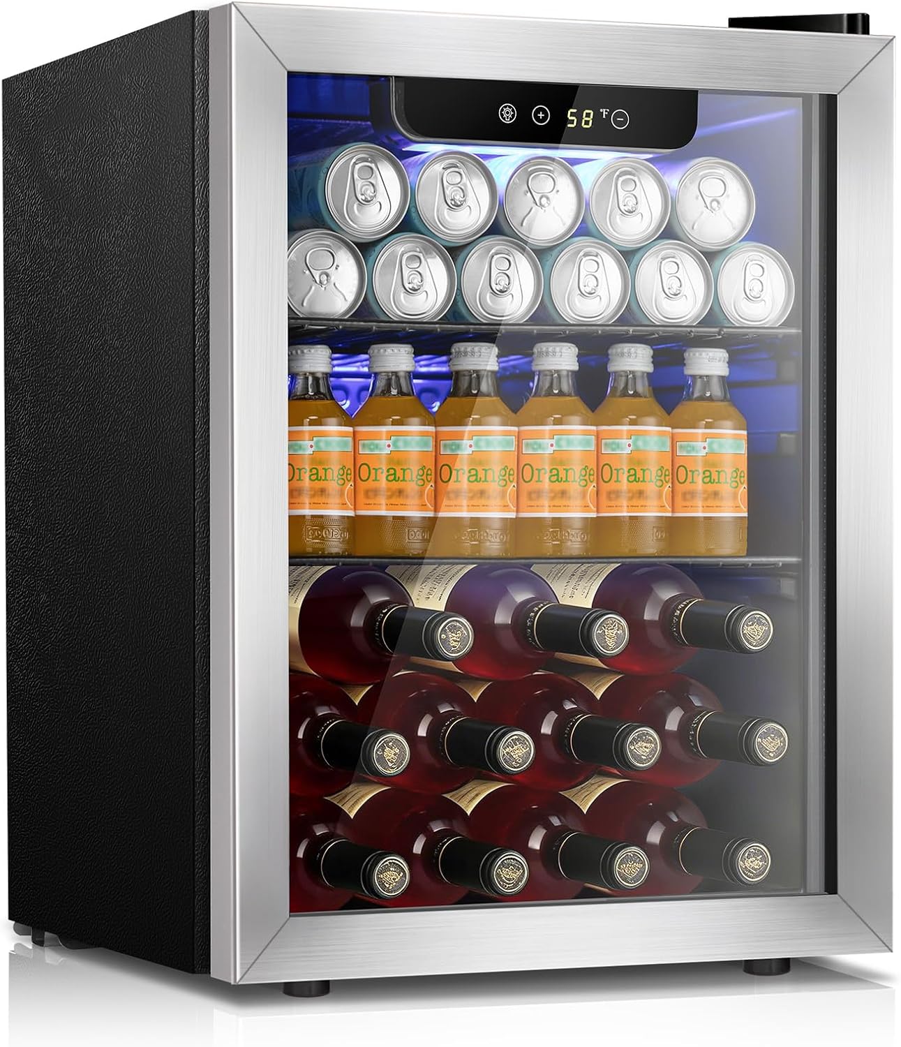 Kismile 68 Can Beverage Refrigerator, 1.7 Cu.Ft Mini Fridge with Glass Door