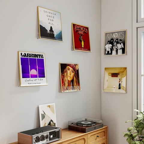 Laurensory Vinyl Record Wall Mount Shelves, 12 inch Vinyl Holder, 6 Pack