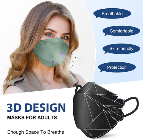 FENFEN KN95 Face Masks Disposable Adults - 50 Pack 5 Layer Protection Dust Breathable Comfortable Respirator Women KN95 Mask Individually Wrapped