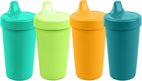Re-Play Spill-Proof Sippy Cups for Toddlers - Kids Reusable 10 Oz Set of 4, Dishwasher & Microwave Safe, Made in USA, Aqua, Lime, Yellow, Teal