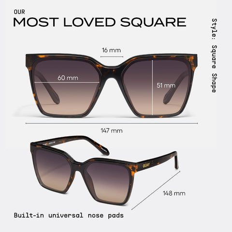 QUAY Level Up Square Sunglasses for Women
