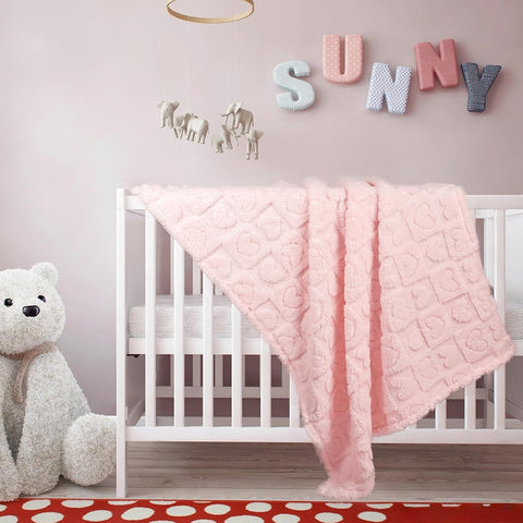 5 Pcs Baby Blanket Heart Checkered Ultra Soft Gift-Ready Plush for Newborns, Nursery & Stroller 30"x40" Beige Gray Blue Purple Light Pink