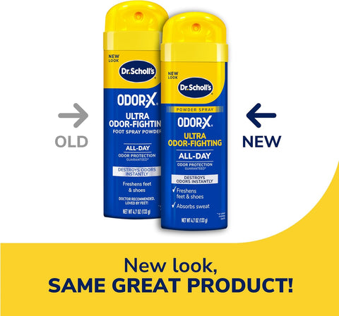 Dr. Scholl's Odor-X Odor-Fighting Spray-Powder, All-Day Odor Protection And Sweat Absorption, Odor-Fighting Spray Powder, Packaging May Vary