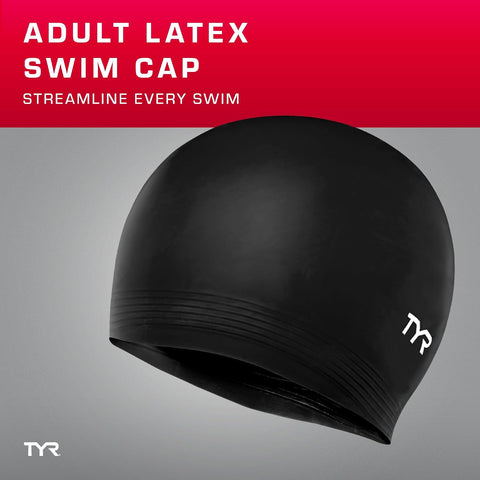 TYR Adult Latex Swim Cap - Pool Training Swimming Headwear