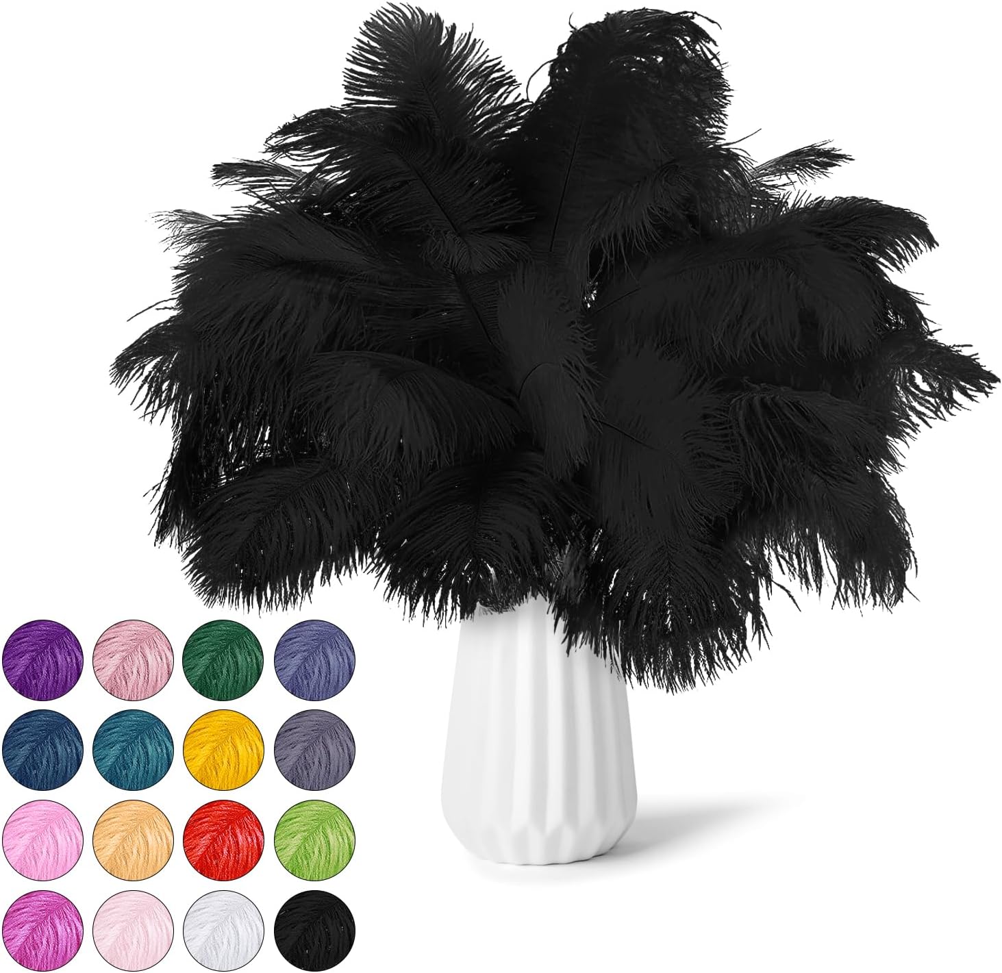 30pcs Black Ostrich Feathers Natural Bulk 9-12inch(23-30cm) Vase Craft Wedding Home Party Centerpieces Christmas Day Decoration