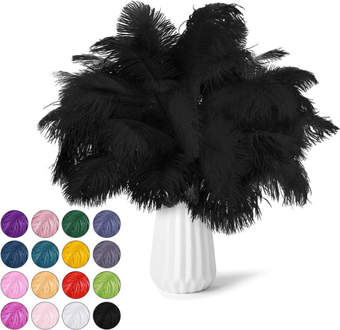 30pcs Black Ostrich Feathers Natural Bulk 9-12inch(23-30cm) Vase Craft Wedding Home Party Centerpieces Christmas Day Decoration