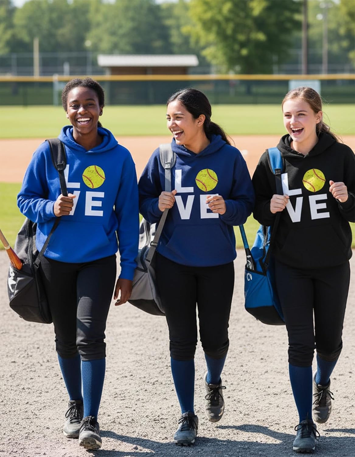 Tstars Love Softball Hoodie Women Teen Girls Player Coach Fan Game Day