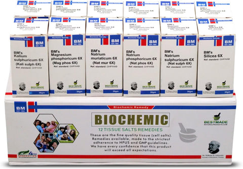 Economy Pack Schussler Cell Salts Kit – 12 Homeopathic Tissue Salt Remedies with Easy‑to‑Use Remedy Chart, 12 Bottles, 350 Pellets Each | Bestmade