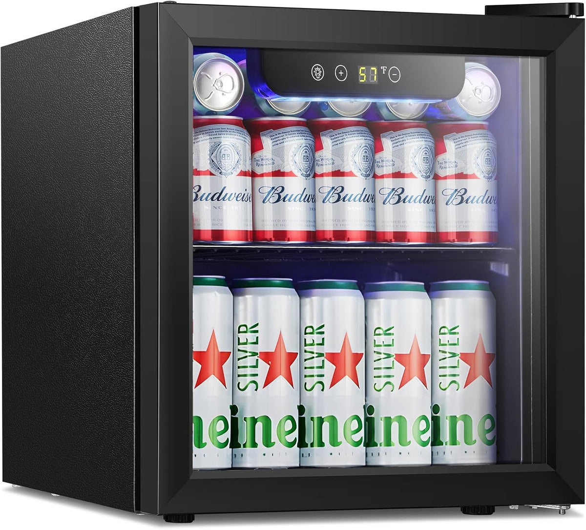 Antarctic Star Mini Fridge Cooler - 12 Bottle 48 Can Beverage Refrigerator Glass Door for Drinks or Beer Wine –Small Drink Dispenser for Home, Office or Bar, Electronic Temperature Control,1.3cu.ft.