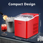 KUMIO Countertop Ice Maker, 9 Bullet Ice Fast Making in 6-8 Mins, 26.5 lbs in 24 hrs, Self-Cleaning Ice Makers Countertop, Quiet Ice Machine with Ice Scoop & Basket, Red